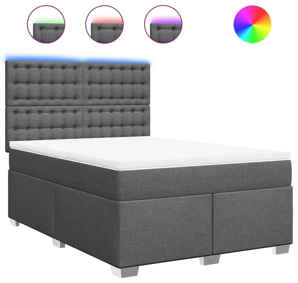 vidaXL Κρεβάτι Boxspring με Στρώμα Σκούρο Γκρι 160x200 εκ Υφασμάτινο