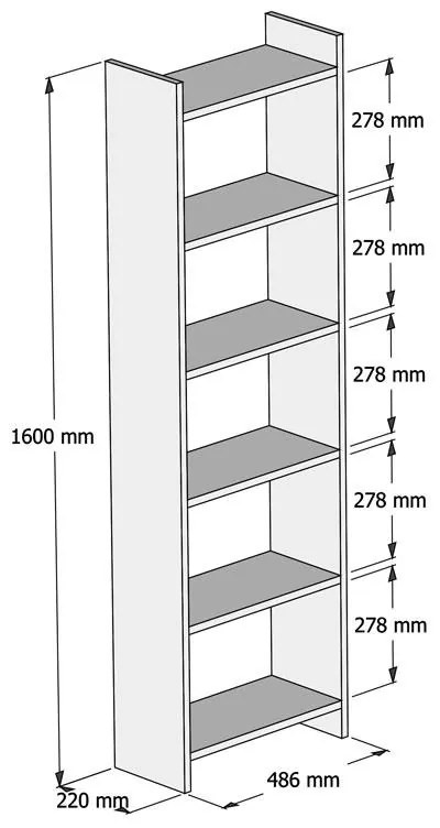 Βιβλιοθήκη Darco μελαμίνης λευκό 48.6x22x160εκ