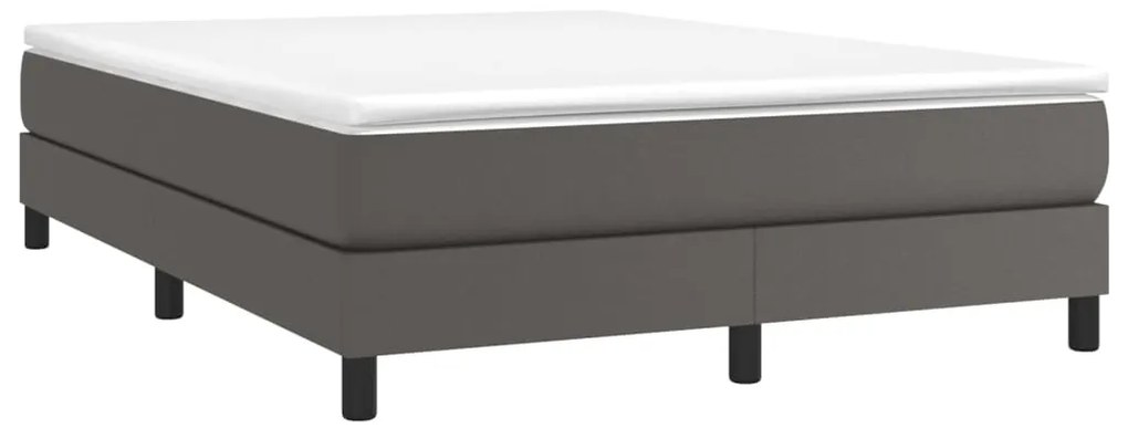 vidaXL Κρεβάτι Boxspring με Στρώμα Γκρι 140x190εκ. από Συνθετικό Δέρμα