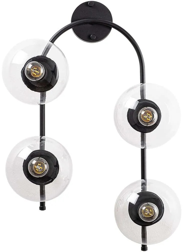 Φωτιστικό Τοίχου - Απλίκα Jewel 942FLG2113 40x26x62cm 4xE14 15W Black-Clear Opviq