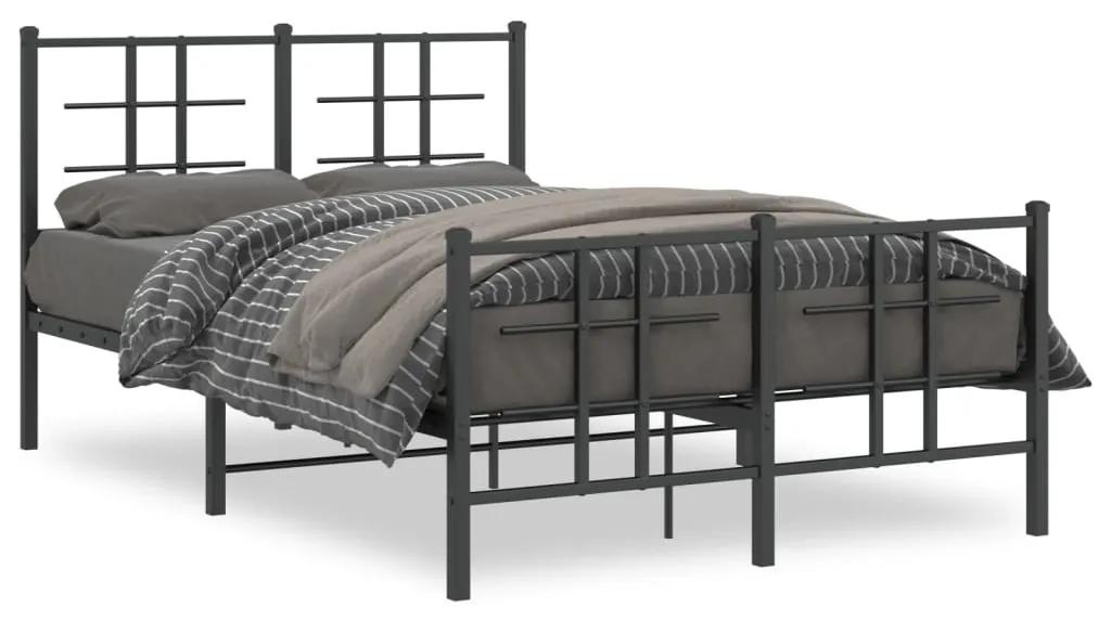 Πλαίσιο Κρεβατιού με Κεφαλάρι&amp;Ποδαρικό Μαύρο 120x190εκ. Μέταλλο