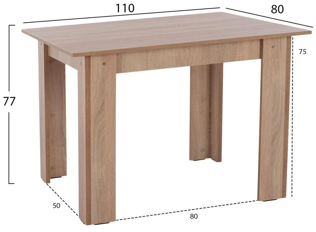 Σετ Τραπεζαρίας KELVIN 5 τεμ. C21116 Τραπέζι 110x80x77εκ. με Καρέκλες με Γκρί Ύφασμα 110x80x77 εκ.