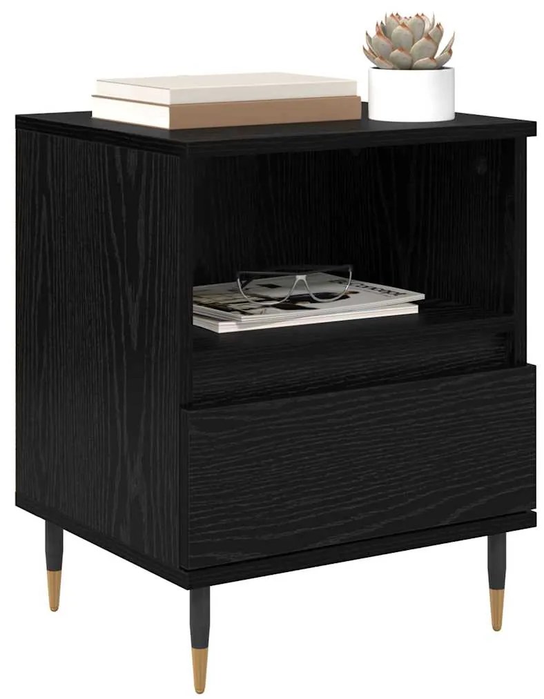 vidaXL Κομοδίνο 2 pcs Μαύρη Οξυά 40 x 35 x 50 εκ. Επεξεργασμένο ξύλο