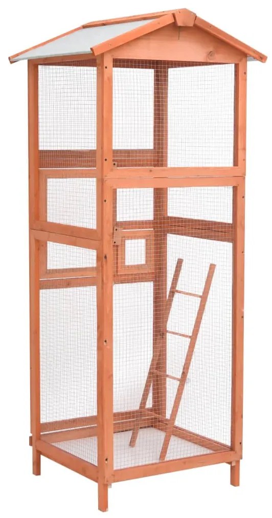 vidaXL Κλουβί Πτηνού 60 x 62 x 166 εκ. από Μασίφ Ξύλο Ελάτης