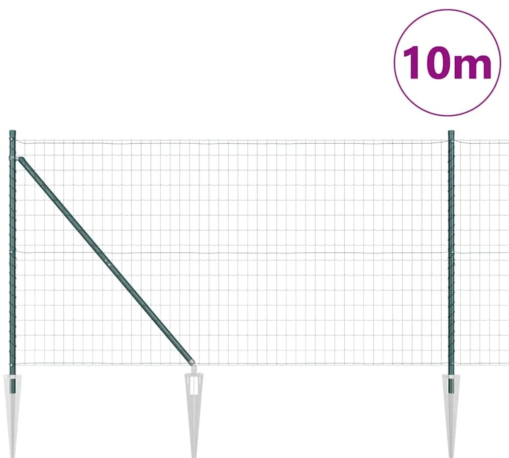 vidaXL Φράχτης με Στήλες. Πράσινο 1.2 x 10 m Ατσάλι