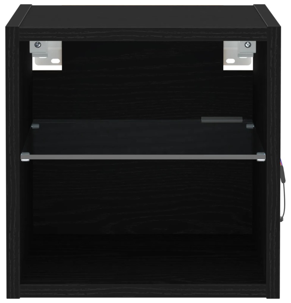 vidaXL LED TV Cabinet Μαύρη Δρυς 30x28,5x30 εκ Μηχανικής Ξυλείας