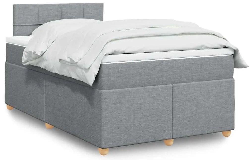 vidaXL Κρεβάτι Boxspring με Στρώμα Ανοιχτό Γκρι 120x190 εκ. Υφασμάτινο