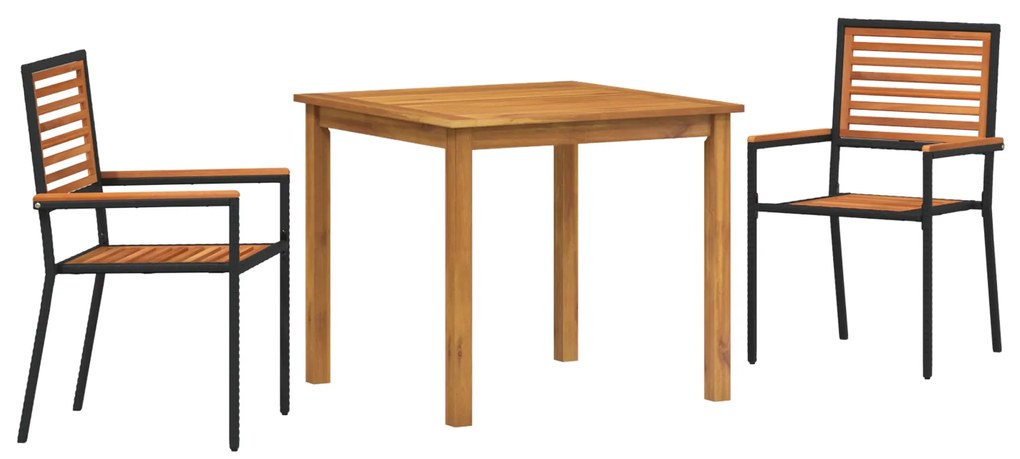 vidaXL Σετ Τραπεζαρίας Κήπου 3 pcs Μαύρο 85 x 85 x 74 cm