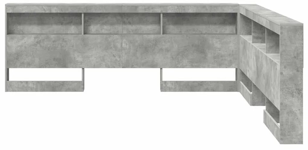 vidaXL Κεφαλάρι Αποθήκης Γκρι σκυροδέματος 180 cm Επεξεργασμένο ξύλο