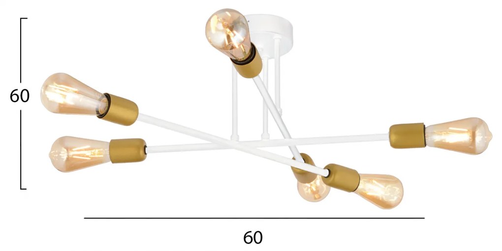 ΦΩΤΙΣΤΙΚΟ ΟΡΟΦΗΣ ΠΟΛΥΦΩΤΟ ΜΕΤΑΛΛΙΚΟ ΛΕΥΚΟ ΧΡΥΣΟ HM7427.02 60x60 εκ. - HM7427.02