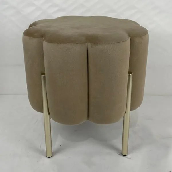 Σκαμπώ Βελούδινο Μπεζ-Χρυσό 39x39x40εκ. ESTHETI 750-14029