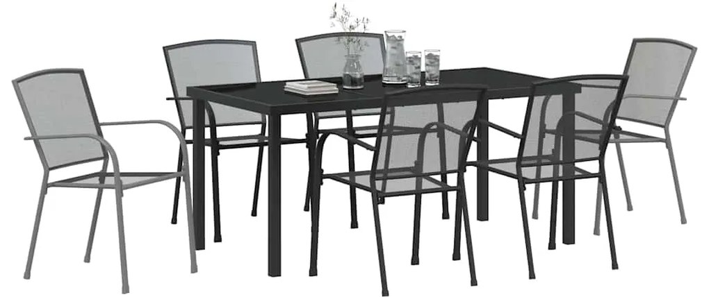 vidaXL Σέτ φαγητού για κήπο 7 pcs Ανθρακί Ατσάλι