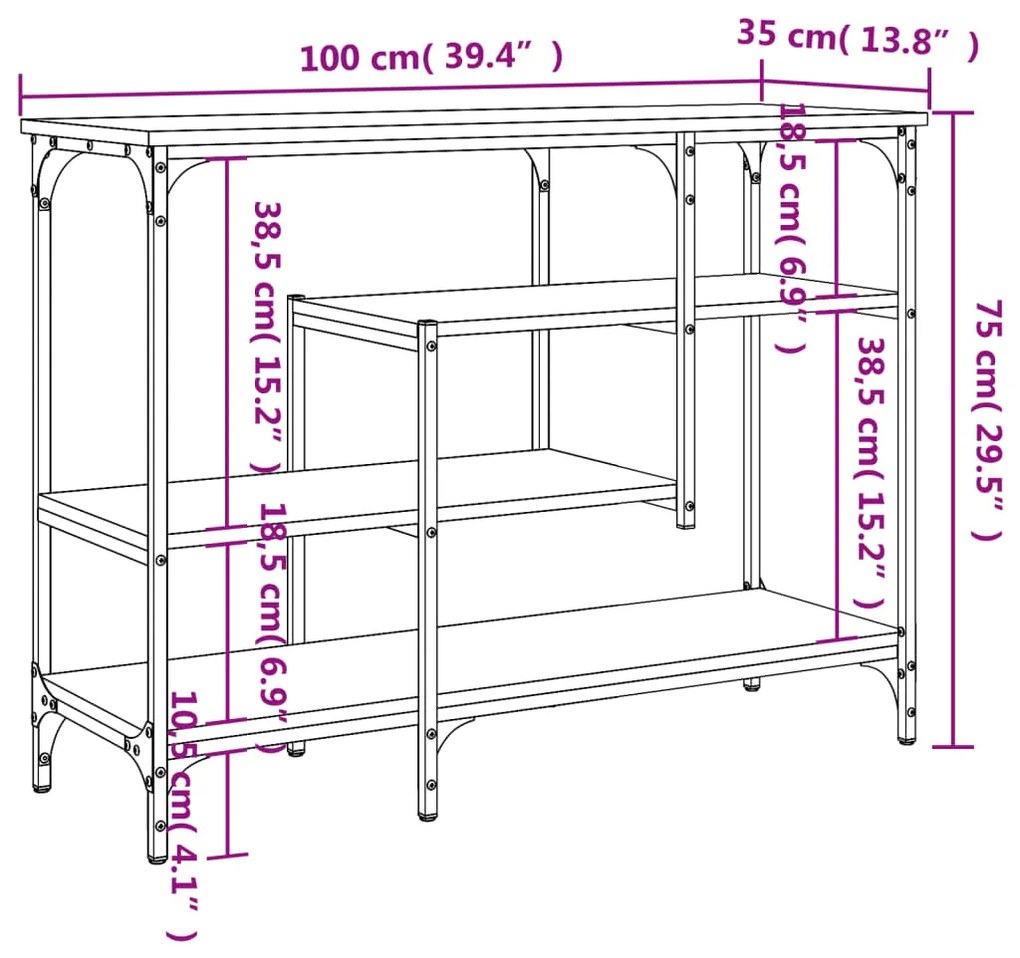 ΤΡΑΠΕΖΙ ΚΟΝΣΟΛΑ ΜΕ ΡΑΦΙΑ ΚΑΠΝΙΣΤΗ ΔΡΥΣ 100 X 35 X 75 ΕΚ. 837789