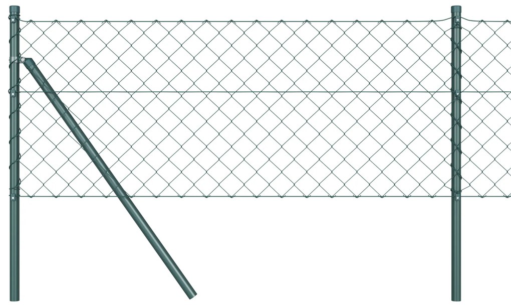 vidaXL Φράχτης με αλυσίδα , 7 πόδια, 0.6 x 10m, Γαλβανισμένο ατσάλι, Πράσινο