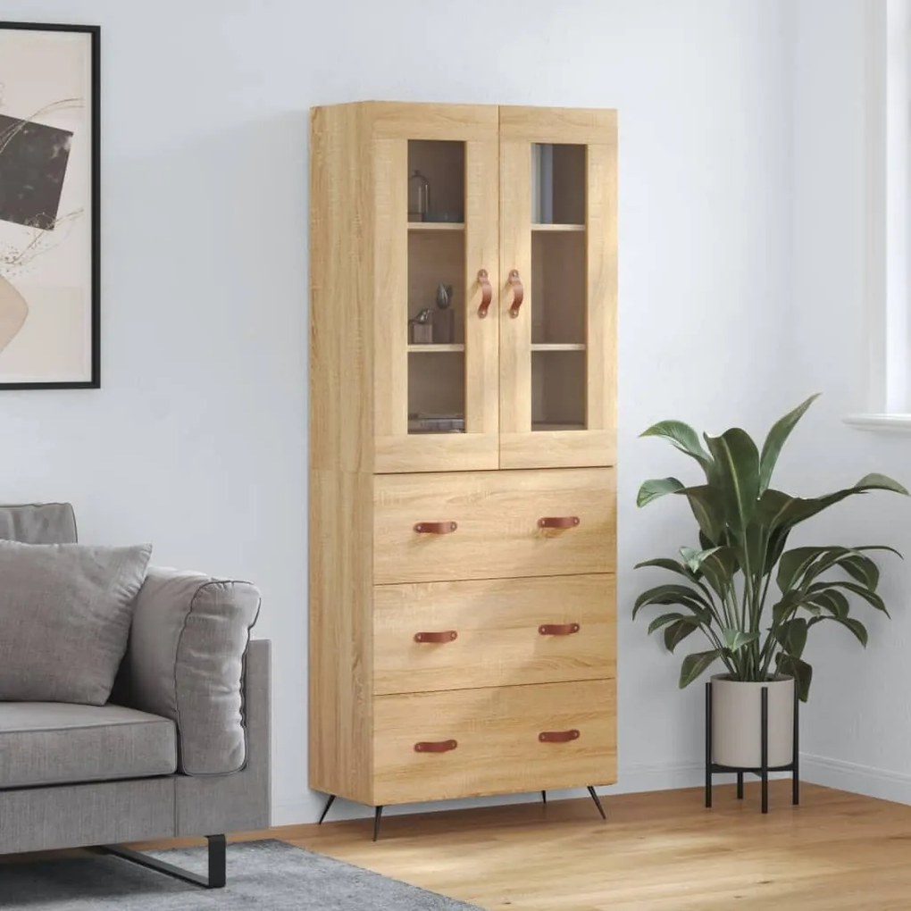 vidaXL Ντουλάπι Sonoma δρυς 69,5 x 34 x 180 εκ. από Επεξεργασμένο Ξύλο