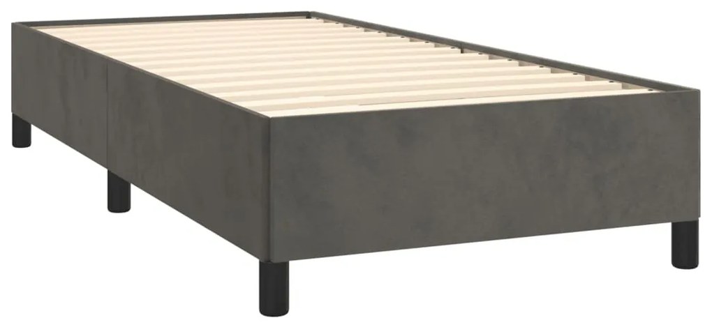 vidaXL Κρεβάτι Boxspring με Στρώμα Σκούρο Γκρι 100x200 εκ. Βελούδινο