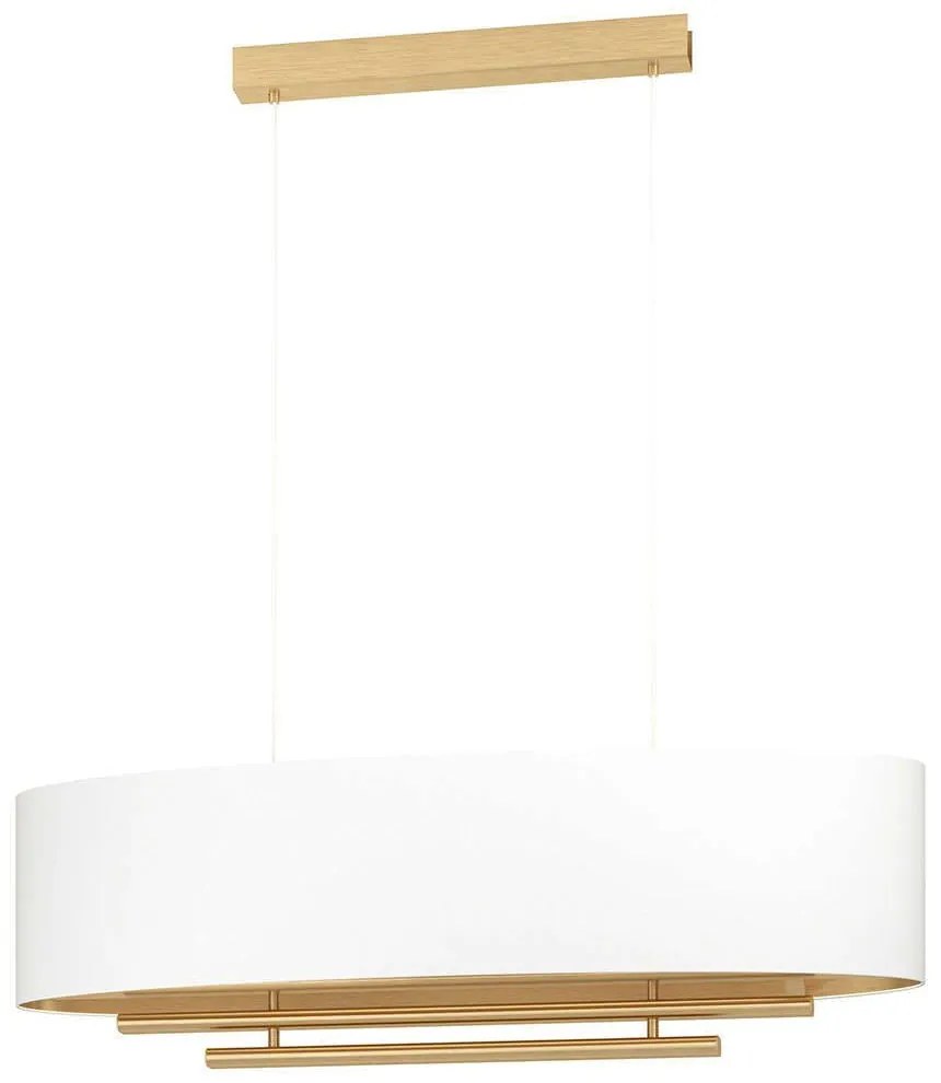 Φωτιστικό Οροφής Pinetara 390182 102x28x150cm 4xE27 40W White-Brass Eglo Ατσάλι,Ύφασμα