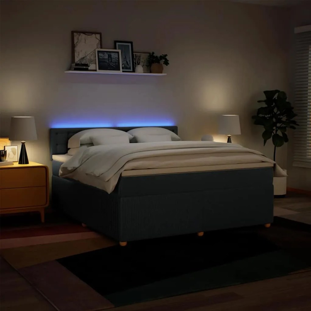 vidaXL Κρεβάτι Boxspring με Στρώμα Μπλε 180x200 εκ. Υφασμάτινο