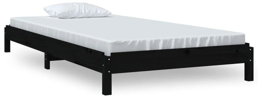 vidaXL Κρεβάτι Στοιβαζόμενο Μαύρο 75x190 εκ. από Μασίφ Ξύλο Πεύκου