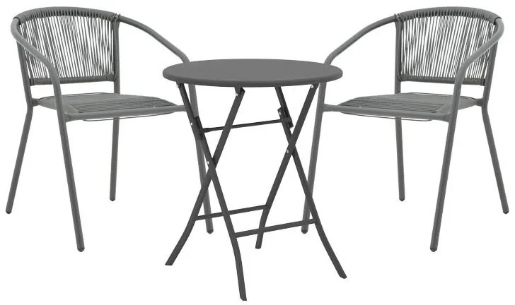 Σετ κήπου Τραπεζαρία Albero - Lindaria σετ 3 τεμ. πτυσσόμενο μέταλλο ανθρακί Φ60x70 εκ. 60x60x70 εκ.