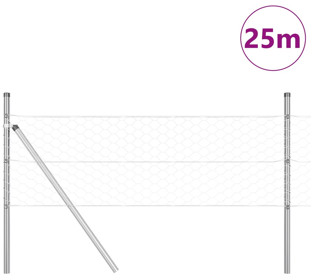 vidaXL Εξάγωνος Φράχτης 0.4x25 μ Γαλβανισμένος Χάλυβας