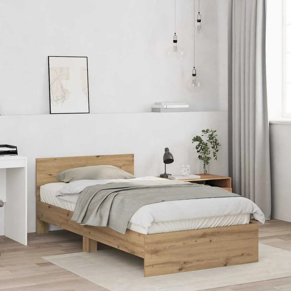 vidaXL Σκελετός Κρεβατιού Artisan Oak 100 x 200 cm Επεξεργασμένο ξύλο