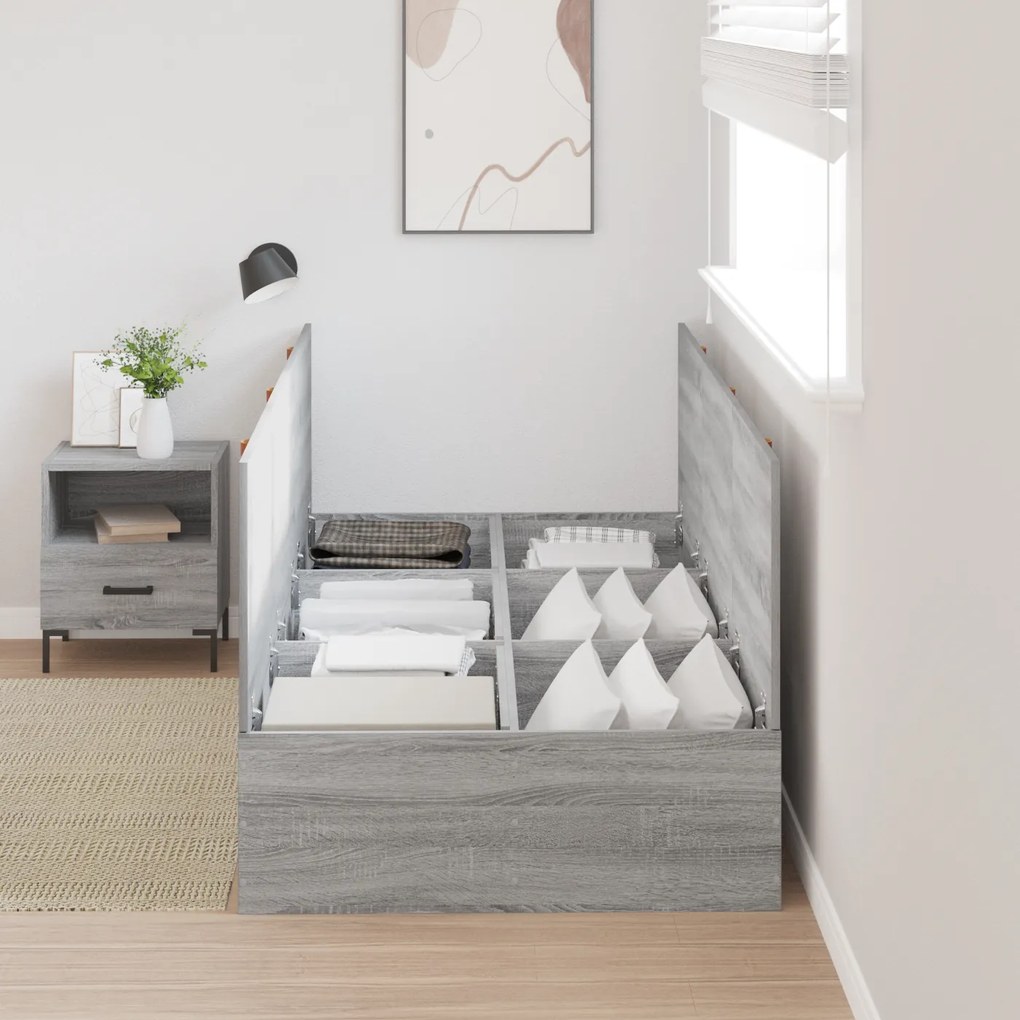 vidaXL Κρεβάτι Αποθήκευσης Γκρι Sonoma 90x200 εκ.