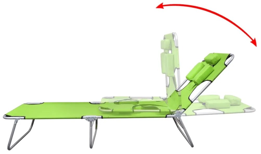 vidaXL Ξαπλώστρα Πτυσσόμενη Λαχανί Ατσάλινη με Ηλεκτρ. Βαφή &amp; Μαξιλάρι