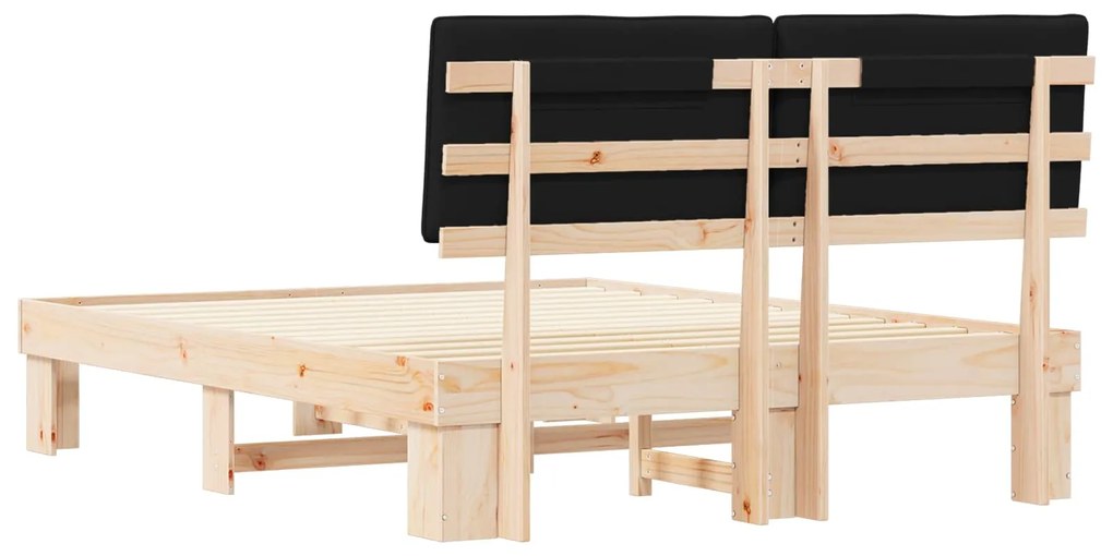 vidaXL Σκελετός Κρεβατιού με Επενδεδυμένο Κεφαλάρι Μαύρο 150 x 200 cm