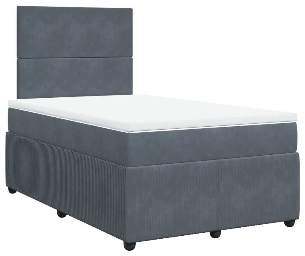 vidaXL Κρεβάτι Boxspring με Στρώμα Σκούρο Γκρι 120x200 εκ. Βελούδινο