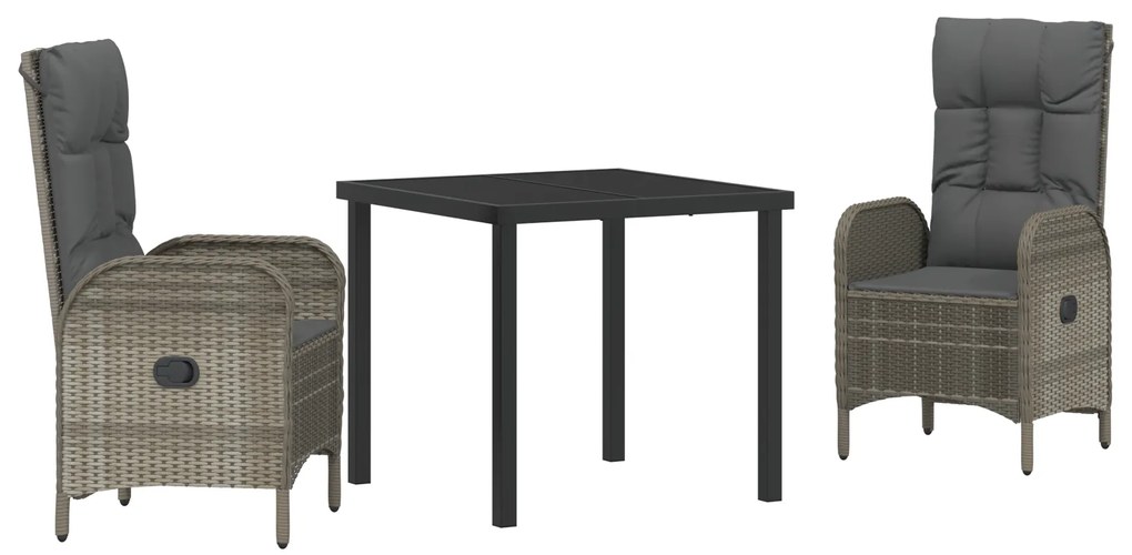 vidaXL Σετ 3 κομματιών Dining Set Κήπου Γκρι Πολυρεντάν