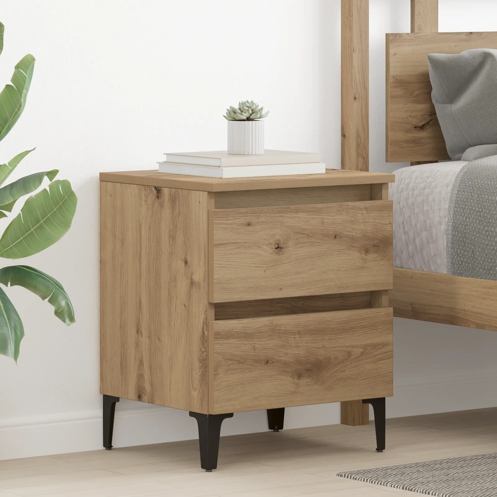 vidaXL Κομοδίνο Καλλιτεχνικό Δρυς 40x35x50 εκ. Επεξεργασμένο Ξύλο