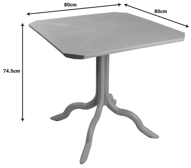 Τραπέζι Icon pakoworld PP σε ανθρακί απόχρωση 80x80x74.5εκ (1 τεμάχια)