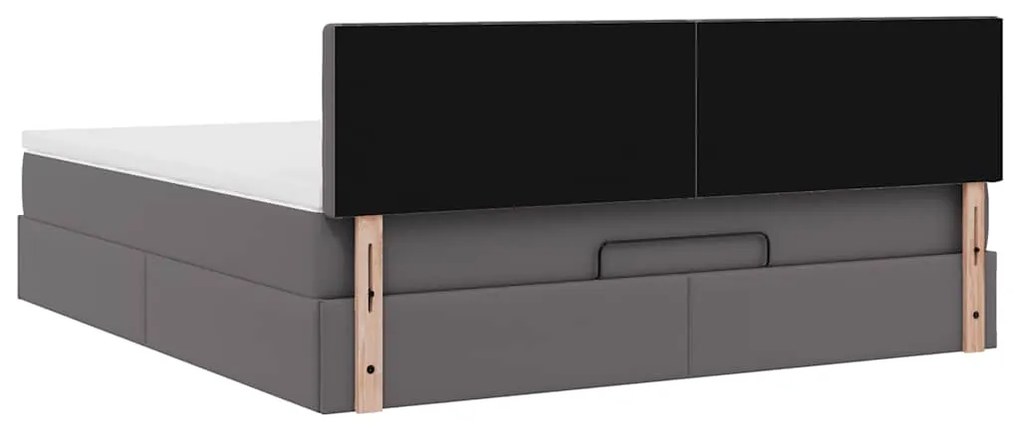 Οθωμανικό κρεβάτι με στρώματα &amp; LEDs Γκρι Faux Leather 3312170