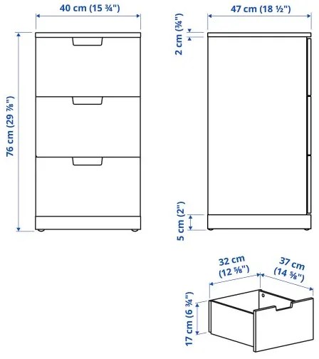 NORDLI συρταριέρα με 3 συρτάρια, 40X76 cm 392.398.35