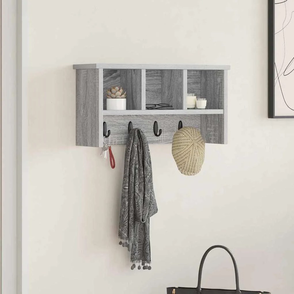 vidaXL Τοίχου Κρεμάστρα Γκρι sonoma 50 x 16 x 26 εκ Επεξεργασμένο ξύλο