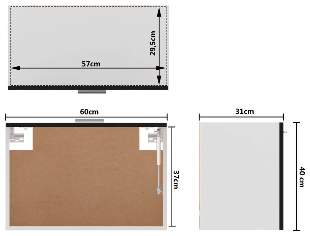 Ντουλάπι Κρεμαστό Μαύρο 60x31x40 εκ. από Επεξ. Ξύλο - Μαύρο