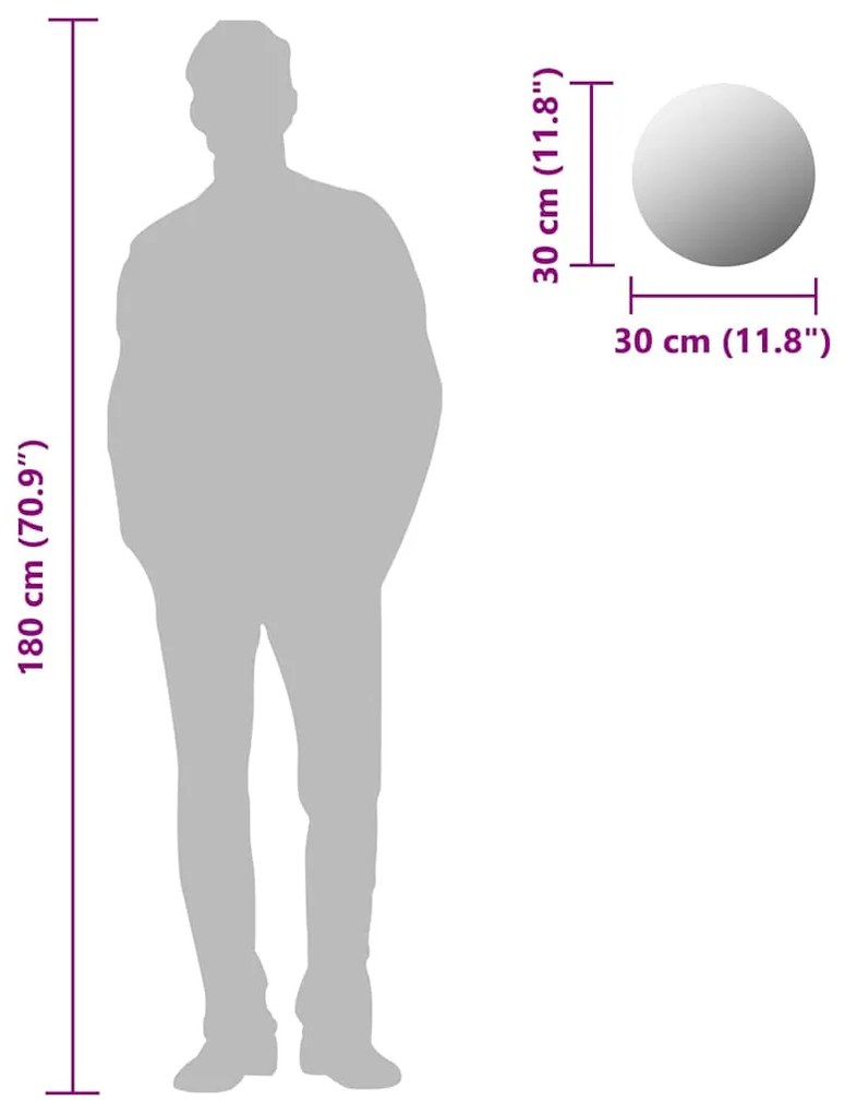 vidaXL Καθρέφτης Στρογγυλός 30 εκ. Γυάλινος Χωρίς Πλαίσιο