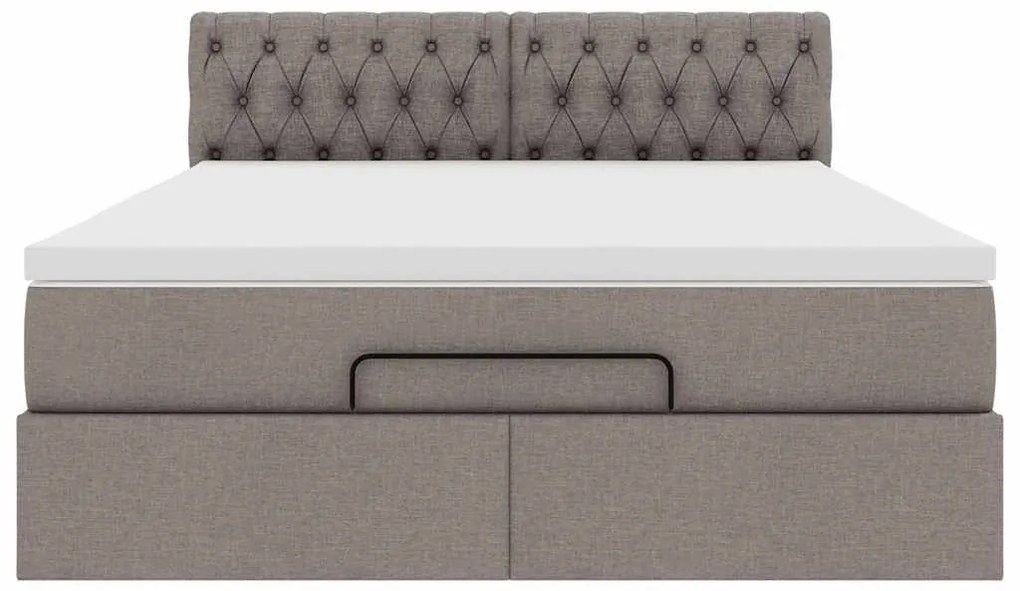 vidaXL Οθωμανικό κρεβάτι με στρώμα Taupe 140x200cm ύφασμα