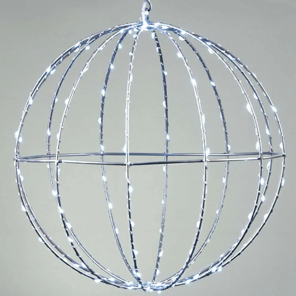 Χριστουγεννιάτικη Μπάλα Silver Ball Με Φως Led X0624024226 Φ40cm Clear-Silver Aca