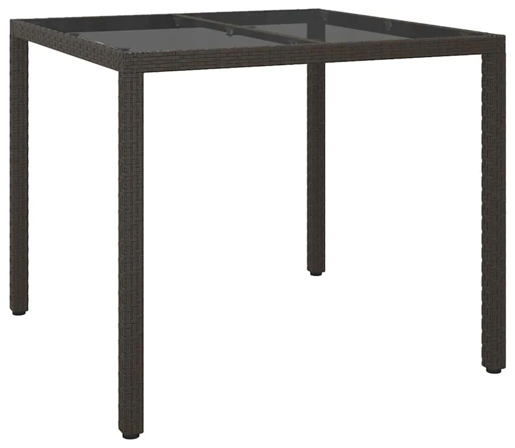 vidaXL Τραπέζι Κήπου για Φαγητό Καφέ 90 x 90 x 75 cm Πολυ ράταν