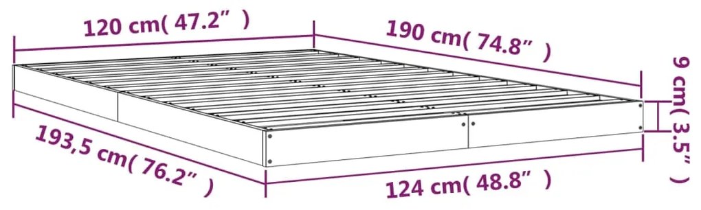 Πλαίσιο Κρεβατιού Λευκό 120x190 εκ. Ημίδιπλο Μασίφ Ξύλο Πεύκου - Λευκό