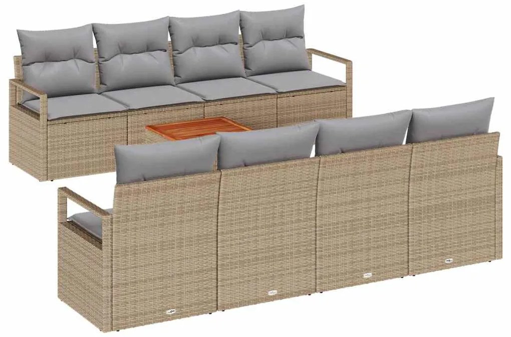 vidaXL Σετ Καναπέ Κήπου 9 pcs Μπεζ, ανοιχτό γκρι