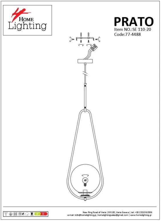 SE 110-20 PRATO PENDANT BRASS GOLD Φ20 Γ4