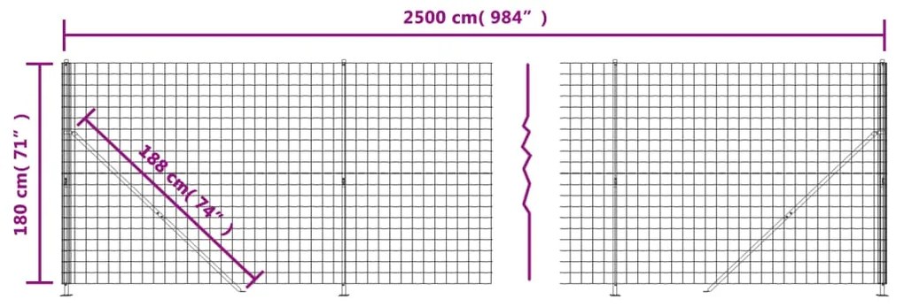 vidaXL Συρματόπλεγμα Περίφραξης Πράσινο 1,8 x 25 μ. με Βάσεις Φλάντζα