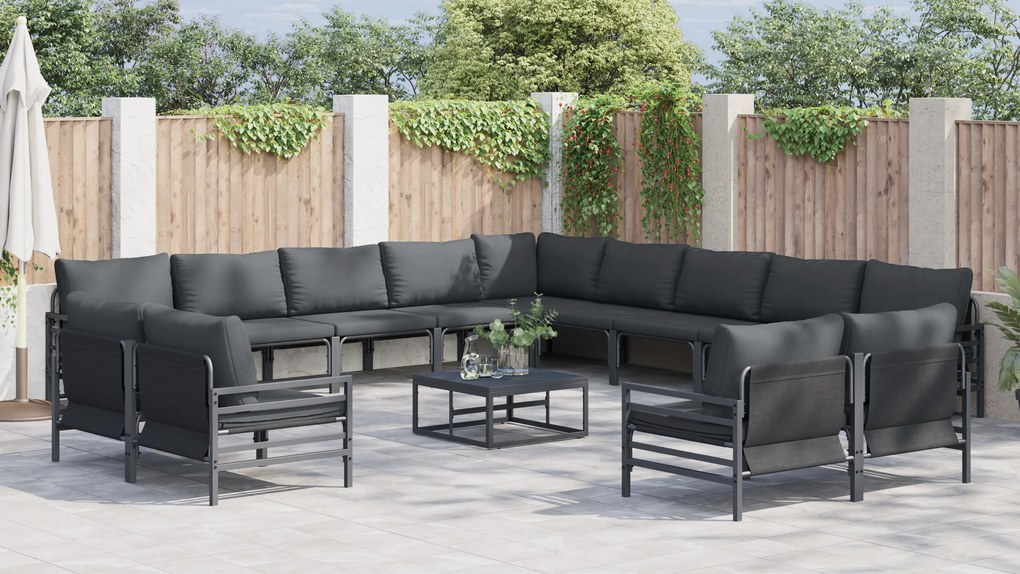 vidaXL Σετ Καναπέ Κήπου 13 pcs Ανθρακί Ατσάλι