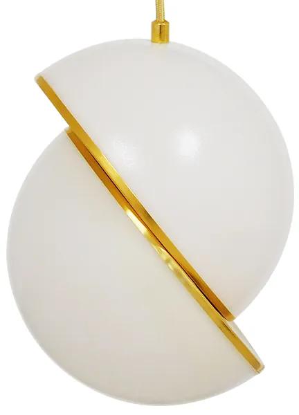 GloboStar® HUDSON 01554 Μοντέρνο Κρεμαστό Φωτιστικό Οροφής Μονόφωτο 1 x E27 Λευκό με Χρυσό Φ20 x Υ25cm