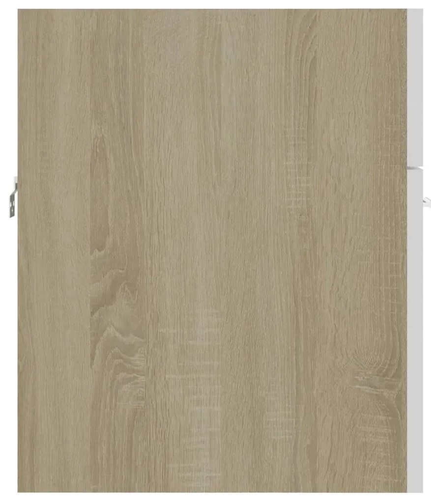 vidaXL Ντουλάπι Νιπτήρα Λευκό/Sonoma Δρυς 41x38,5x46 εκ από Επεξ. Ξύλο