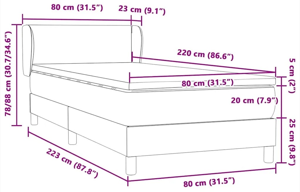 ΚΡΕΒΑΤΙ BOXSPRING ΜΕ ΣΤΡΩΜΑ ΣΚΟΥΡΟ ΓΚΡΙ 80X220 ΕΚ. ΒΕΛΟΥΔΙΝΟ 3317380