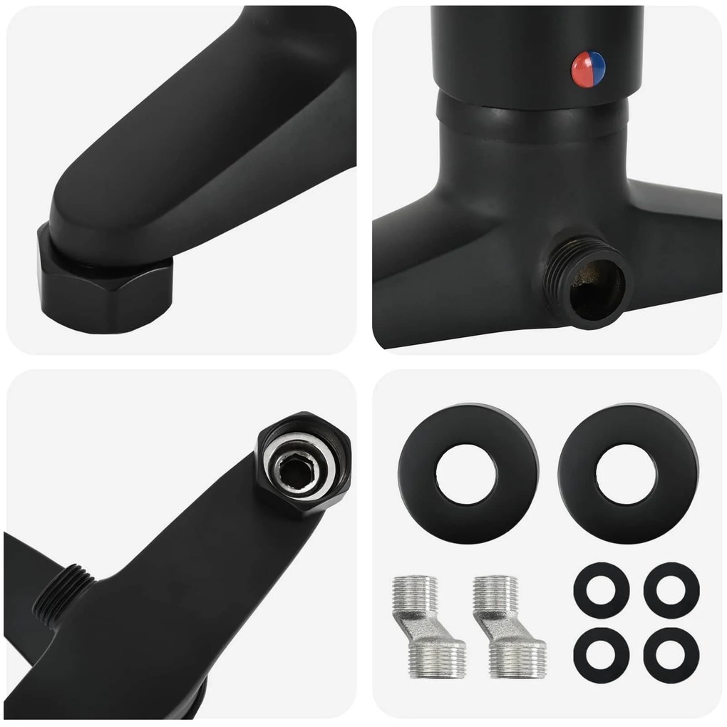 vidaXL Μίξερ ντους Μαύρο G 1 / 2 ίντσες